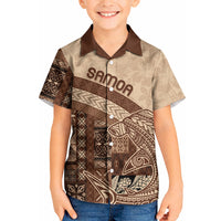 Samoa Mamanu Siapo Mocha Kid Hawaiian Shirt Tatau Malie LT7 Kid Beige - Polynesian Pride