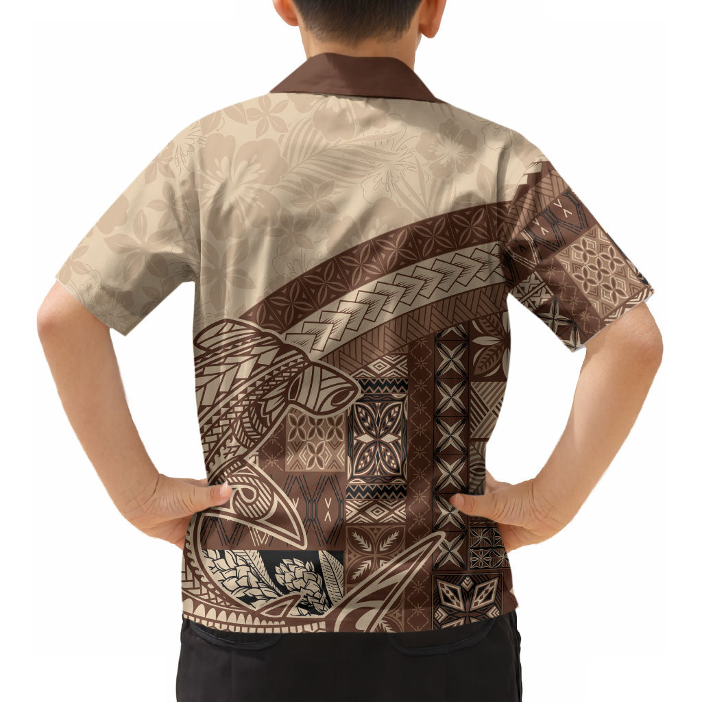 Samoa Mamanu Siapo Mocha Kid Hawaiian Shirt Tatau Malie LT7 - Polynesian Pride