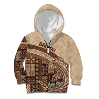 Samoa Mamanu Siapo Mocha Kid Hoodie Tatau Malie LT7 Zip Hoodie Beige - Polynesian Pride