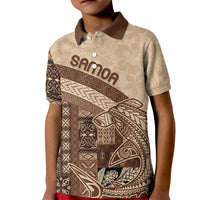Samoa Mamanu Siapo Mocha Kid Polo Shirt Tatau Malie LT7 Kid Beige - Polynesian Pride