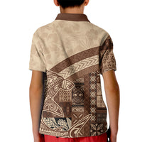 Samoa Mamanu Siapo Mocha Kid Polo Shirt Tatau Malie LT7 - Polynesian Pride