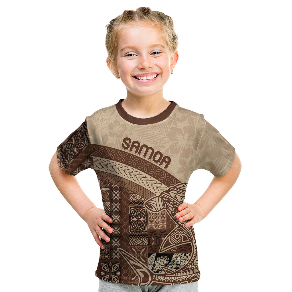 Samoa Mamanu Siapo Mocha Kid T Shirt Tatau Malie LT7 Beige - Polynesian Pride