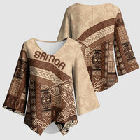 Samoa Mamanu Siapo Mocha Kimono Sleeve Blouse Tatau Malie LT7 - Polynesian Pride