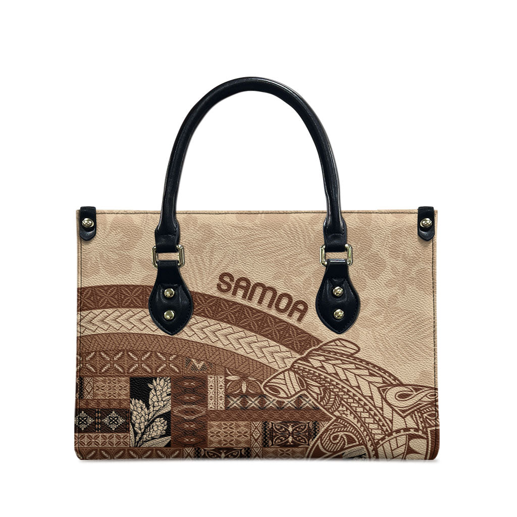 Samoa Mamanu Siapo Mocha Leather Bag Tatau Malie LT7 - Polynesian Pride