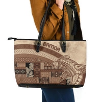 Samoa Mamanu Siapo Mocha Leather Tote Bag Tatau Malie LT7 - Polynesian Pride