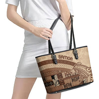 Samoa Mamanu Siapo Mocha Leather Tote Bag Tatau Malie LT7 - Polynesian Pride