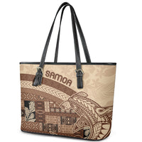 Samoa Mamanu Siapo Mocha Leather Tote Bag Tatau Malie LT7 - Polynesian Pride