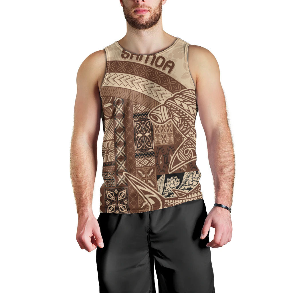 Samoa Mamanu Siapo Mocha Men Tank Top Tatau Malie LT7 - Polynesian Pride