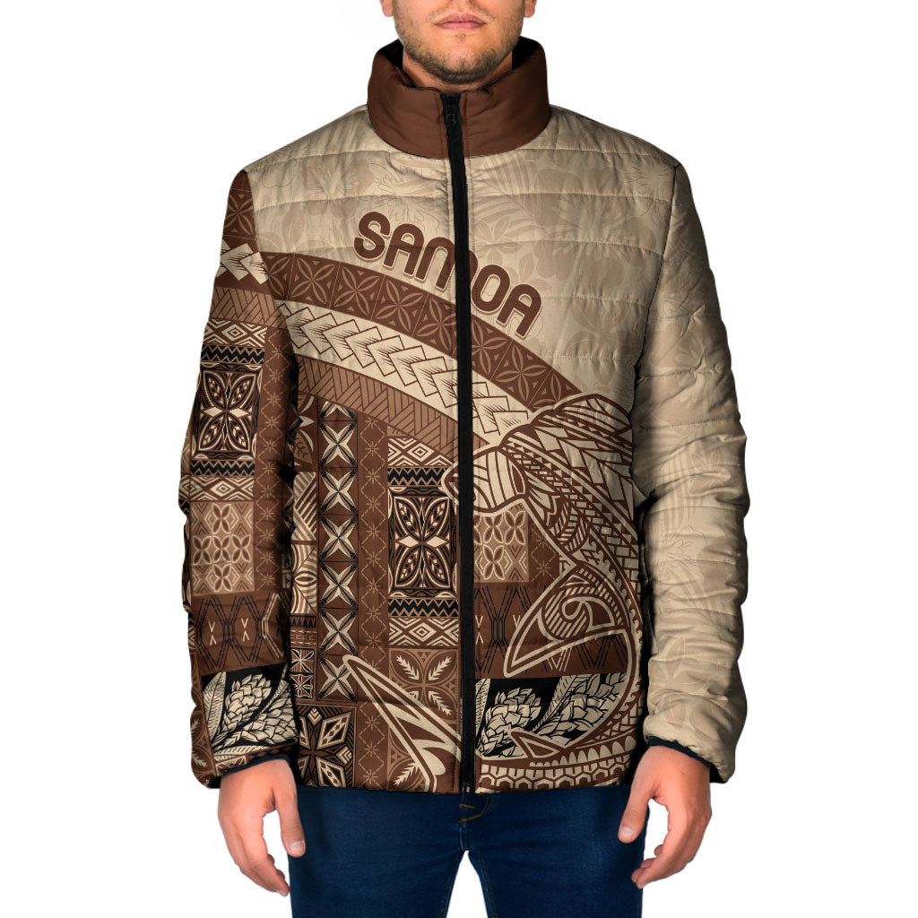 Samoa Mamanu Siapo Mocha Padded Jacket Tatau Malie LT7 Men Beige - Polynesian Pride