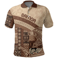 Samoa Mamanu Siapo Mocha Polo Shirt Tatau Malie LT7 Beige - Polynesian Pride