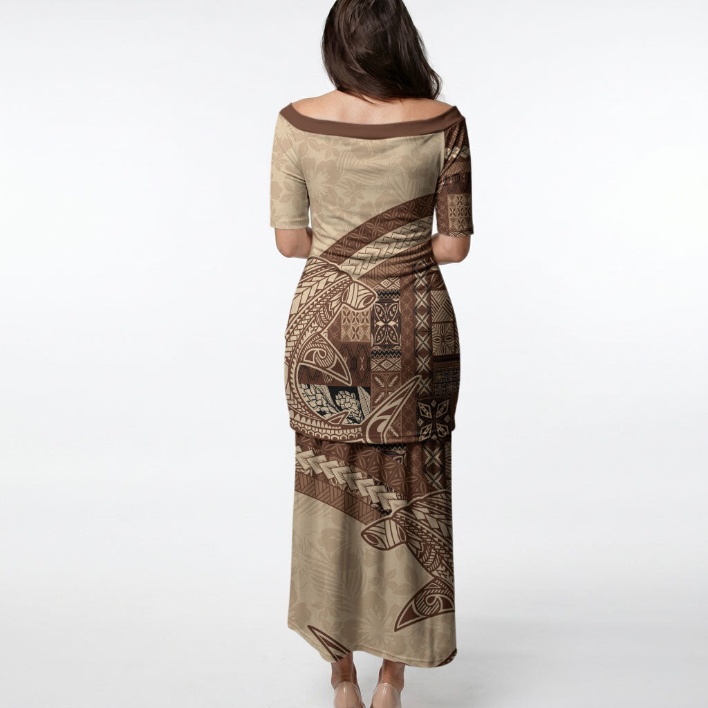 Samoa Mamanu Siapo Mocha Puletasi Tatau Malie LT7 - Polynesian Pride