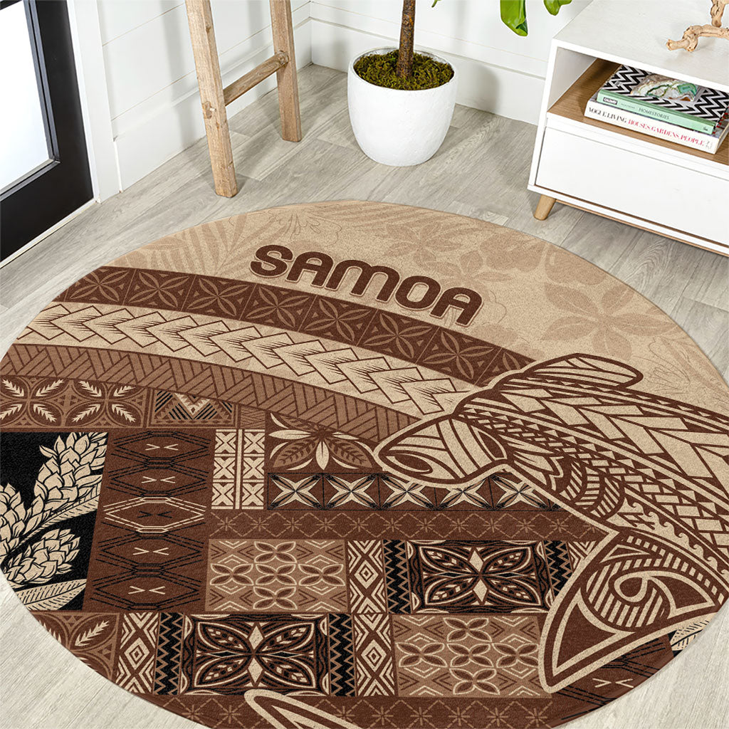 Samoa Mamanu Siapo Mocha Round Carpet Tatau Malie LT7 Beige - Polynesian Pride