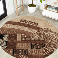 Samoa Mamanu Siapo Mocha Round Carpet Tatau Malie LT7 Beige - Polynesian Pride