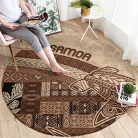 Samoa Mamanu Siapo Mocha Round Carpet Tatau Malie LT7 - Polynesian Pride