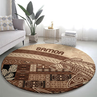 Samoa Mamanu Siapo Mocha Round Carpet Tatau Malie LT7 - Polynesian Pride