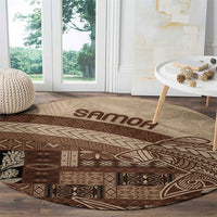 Samoa Mamanu Siapo Mocha Round Carpet Tatau Malie LT7 - Polynesian Pride