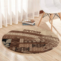 Samoa Mamanu Siapo Mocha Round Carpet Tatau Malie LT7 - Polynesian Pride