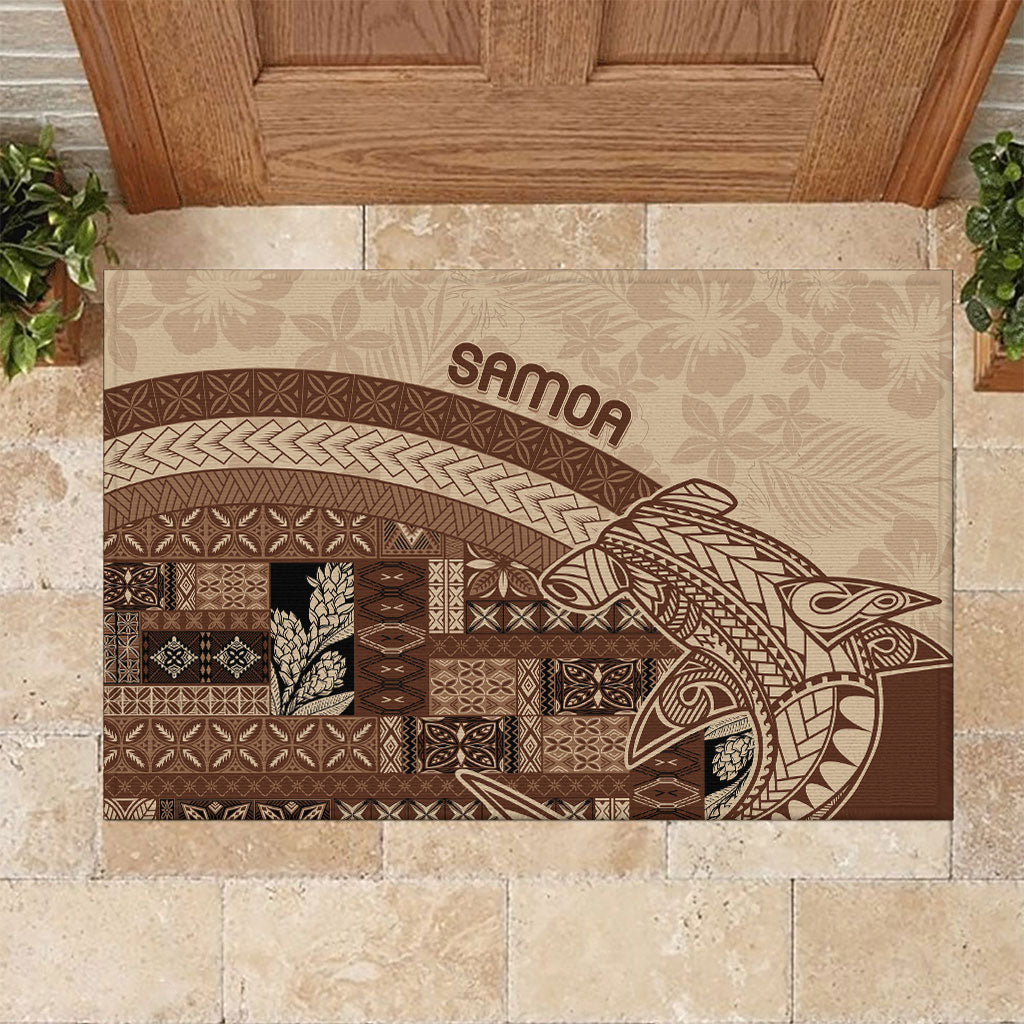 Samoa Mamanu Siapo Mocha Rubber Doormat Tatau Malie LT7 Beige - Polynesian Pride