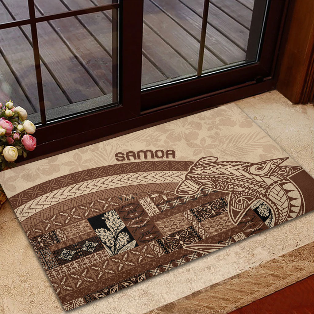 Samoa Mamanu Siapo Mocha Rubber Doormat Tatau Malie LT7 - Polynesian Pride