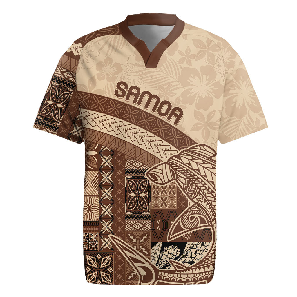 Samoa Mamanu Siapo Mocha Rugby Jersey Tatau Malie LT7 Beige - Polynesian Pride