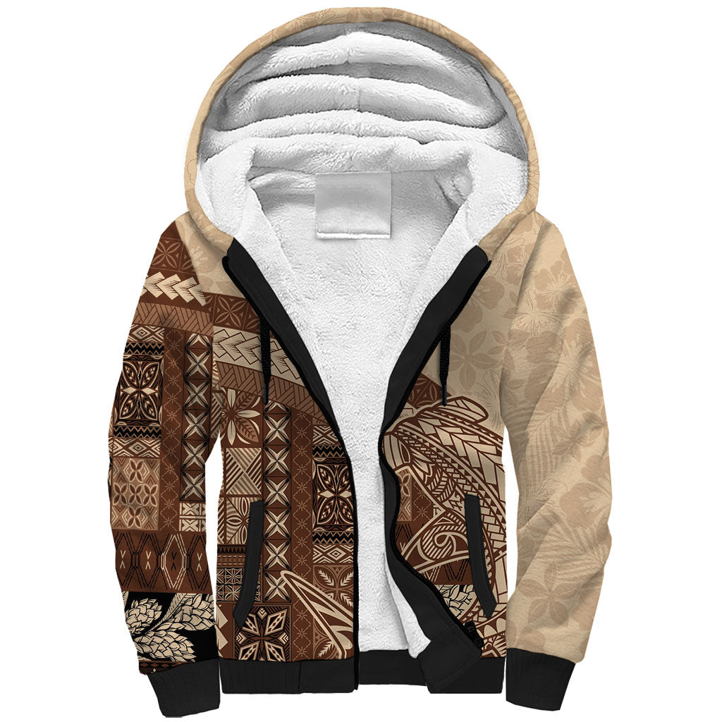 Samoa Mamanu Siapo Mocha Sherpa Hoodie Tatau Malie LT7 Unisex Beige - Polynesian Pride