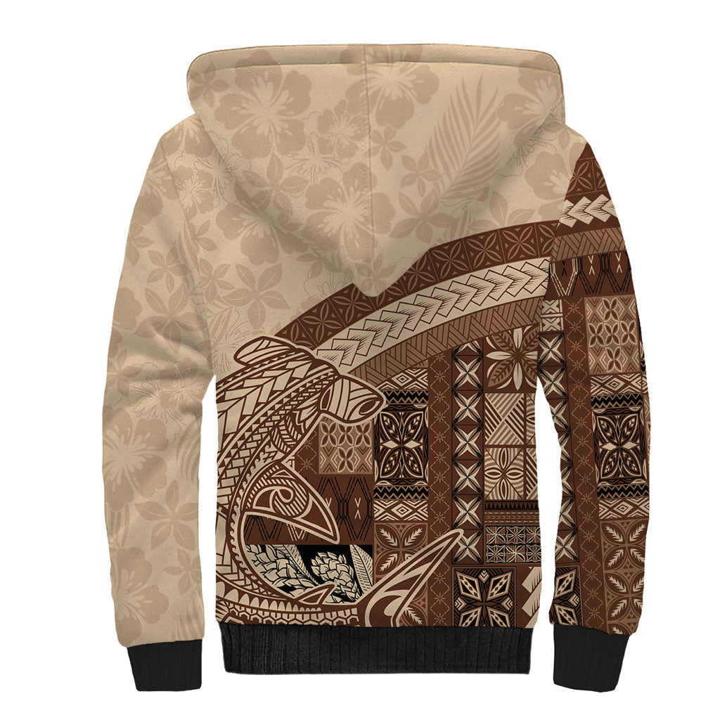 Samoa Mamanu Siapo Mocha Sherpa Hoodie Tatau Malie LT7 - Polynesian Pride