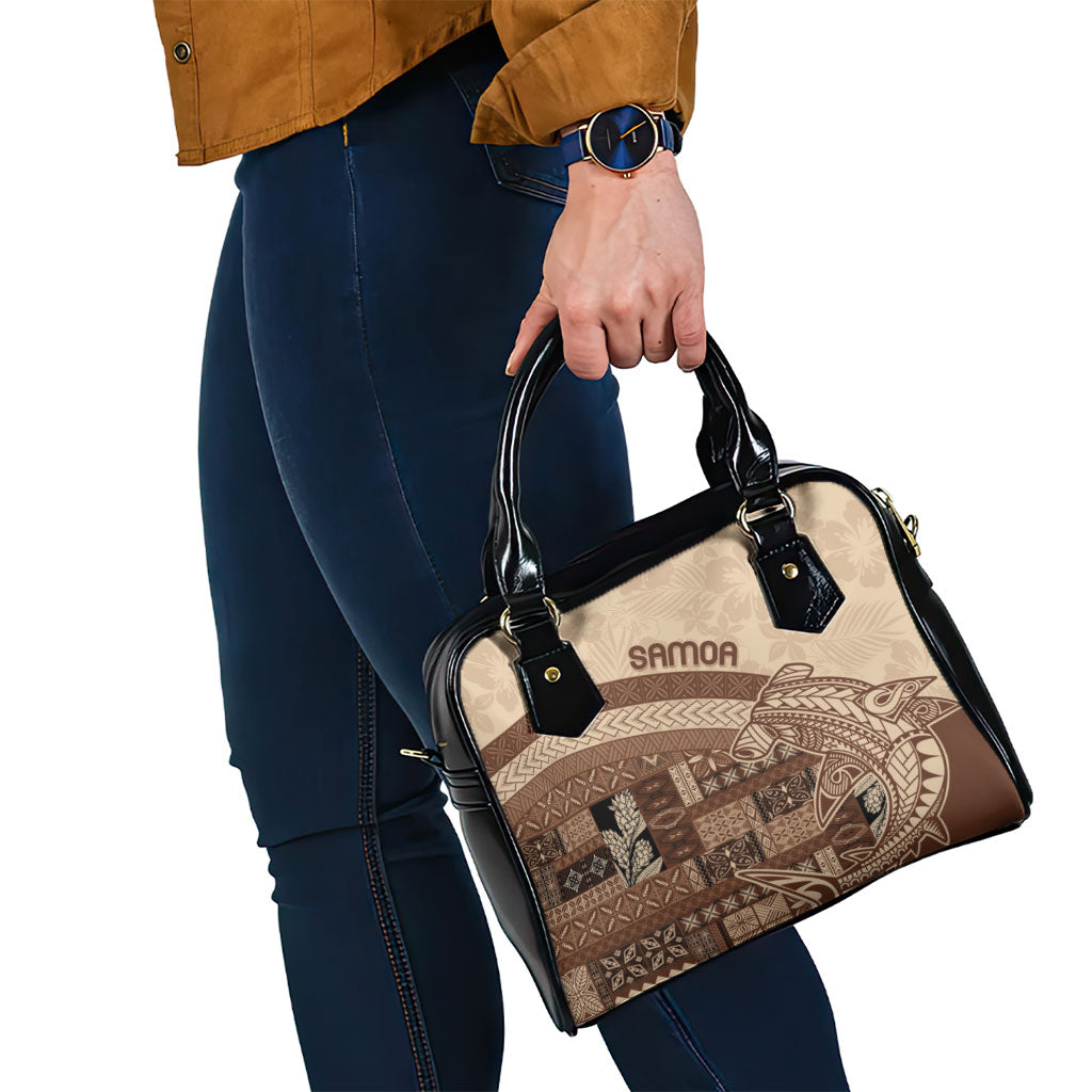 Samoa Mamanu Siapo Mocha Shoulder Handbag Tatau Malie LT7 - Polynesian Pride