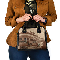 Samoa Mamanu Siapo Mocha Shoulder Handbag Tatau Malie LT7 - Polynesian Pride
