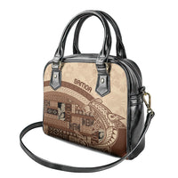 Samoa Mamanu Siapo Mocha Shoulder Handbag Tatau Malie LT7 - Polynesian Pride