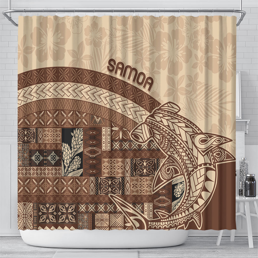 Samoa Mamanu Siapo Mocha Shower Curtain Tatau Malie LT7 - Polynesian Pride
