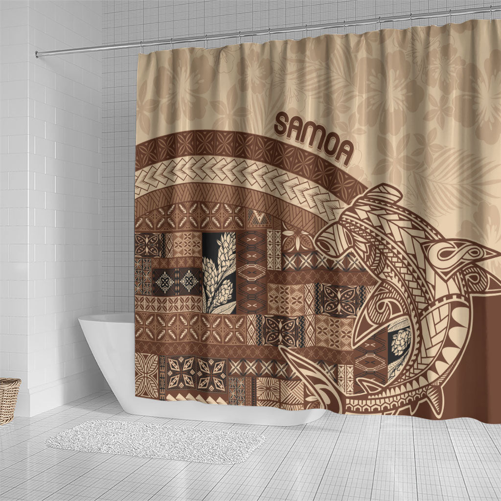 Samoa Mamanu Siapo Mocha Shower Curtain Tatau Malie LT7 - Polynesian Pride