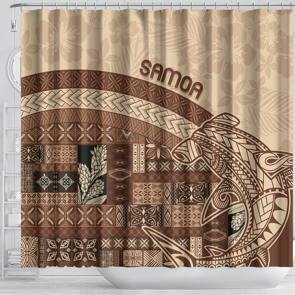 Samoa Mamanu Siapo Mocha Shower Curtain Tatau Malie LT7 - Polynesian Pride