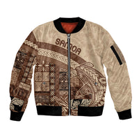 Samoa Mamanu Siapo Mocha Sleeve Zip Bomber Jacket Tatau Malie LT7 Unisex Beige - Polynesian Pride