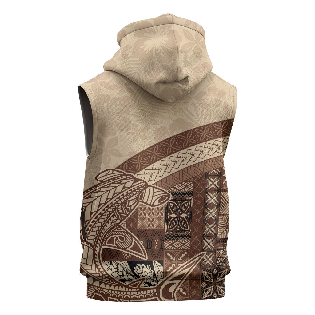 Samoa Mamanu Siapo Mocha Sleeveless Hoodie Tatau Malie LT7 - Polynesian Pride