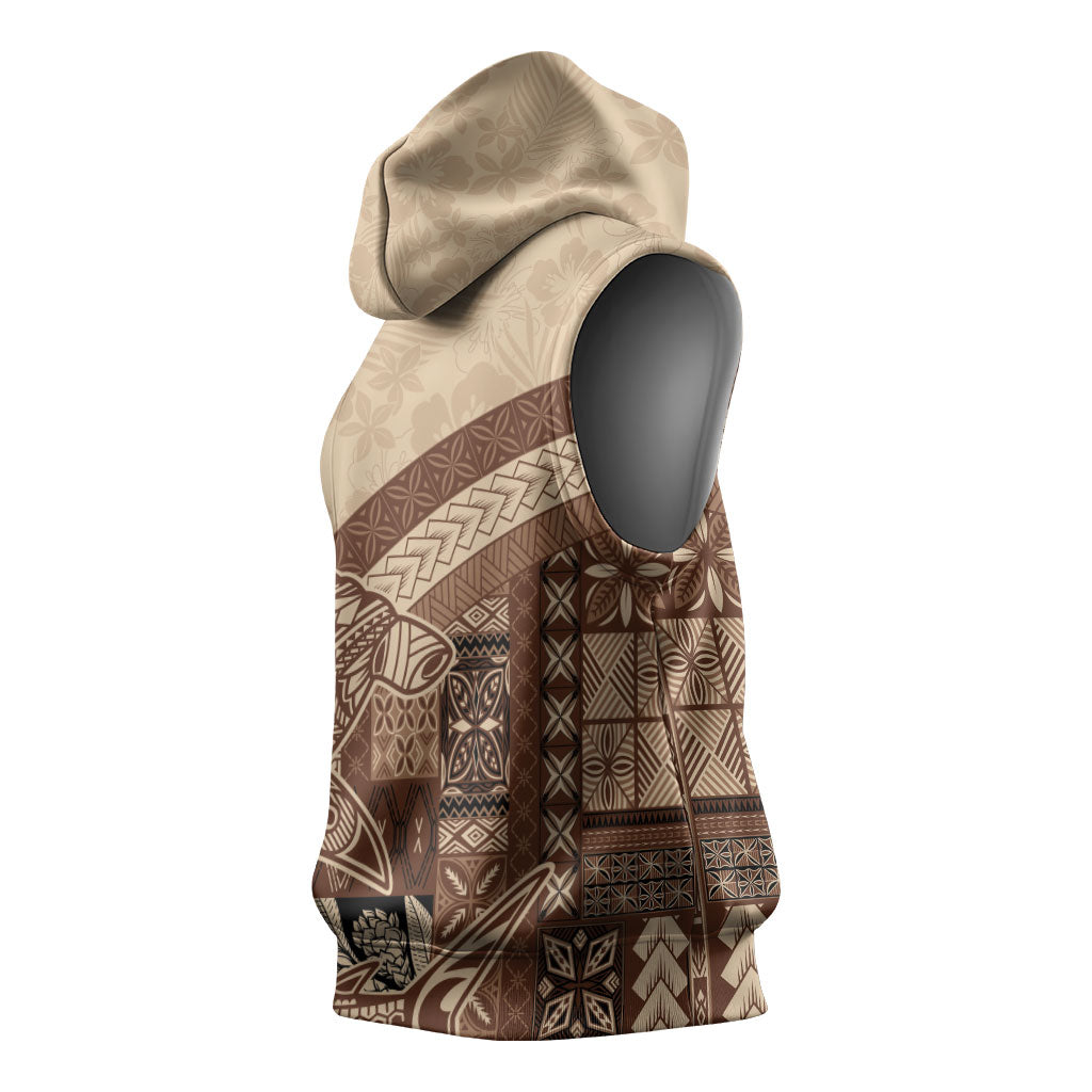 Samoa Mamanu Siapo Mocha Sleeveless Hoodie Tatau Malie LT7 - Polynesian Pride