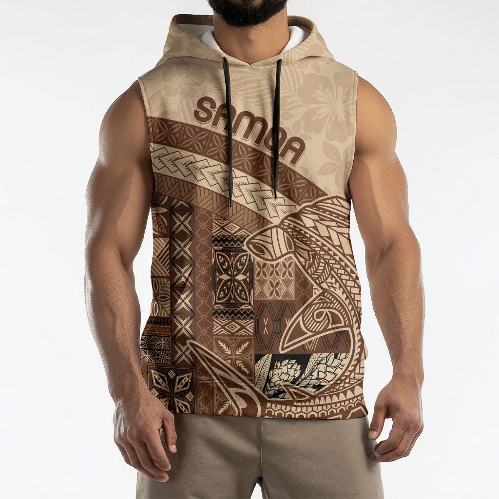 Samoa Mamanu Siapo Mocha Sleeveless Hoodie Tatau Malie LT7 - Polynesian Pride