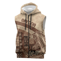 Samoa Mamanu Siapo Mocha Sleeveless Zip Hoodie Tatau Malie LT7 Beige - Polynesian Pride