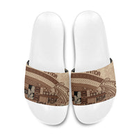 Samoa Mamanu Siapo Mocha Slide Sandals Tatau Malie LT7 Beige - Polynesian Pride