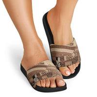 Samoa Mamanu Siapo Mocha Slide Sandals Tatau Malie LT7 - Polynesian Pride