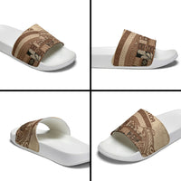 Samoa Mamanu Siapo Mocha Slide Sandals Tatau Malie LT7 - Polynesian Pride