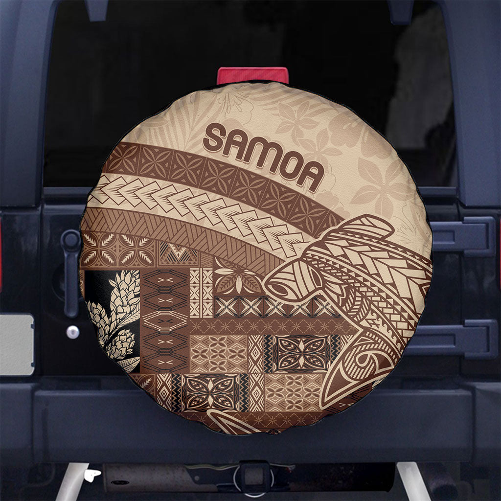Samoa Mamanu Siapo Mocha Spare Tire Cover Tatau Malie LT7 No hole Beige - Polynesian Pride