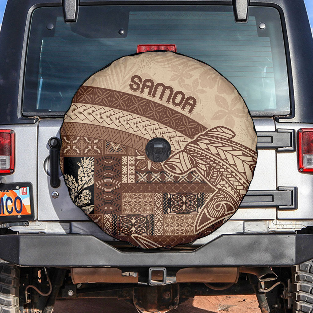 Samoa Mamanu Siapo Mocha Spare Tire Cover Tatau Malie LT7 Beige - Polynesian Pride