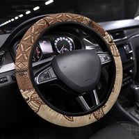 Samoa Mamanu Siapo Mocha Steering Wheel Cover Tatau Malie LT7 Universal Fit Beige - Polynesian Pride