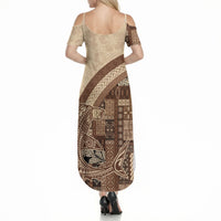 Samoa Mamanu Siapo Mocha Summer Maxi Dress Tatau Malie LT7 - Polynesian Pride