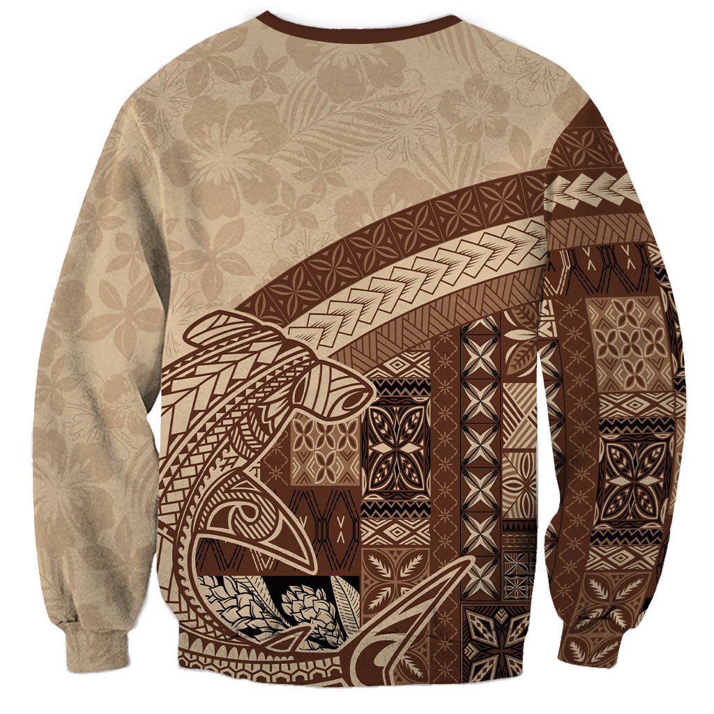 Samoa Mamanu Siapo Mocha Sweatshirt Tatau Malie LT7 - Polynesian Pride