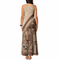 Samoa Mamanu Siapo Mocha Tank Maxi Dress Tatau Malie LT7 - Polynesian Pride