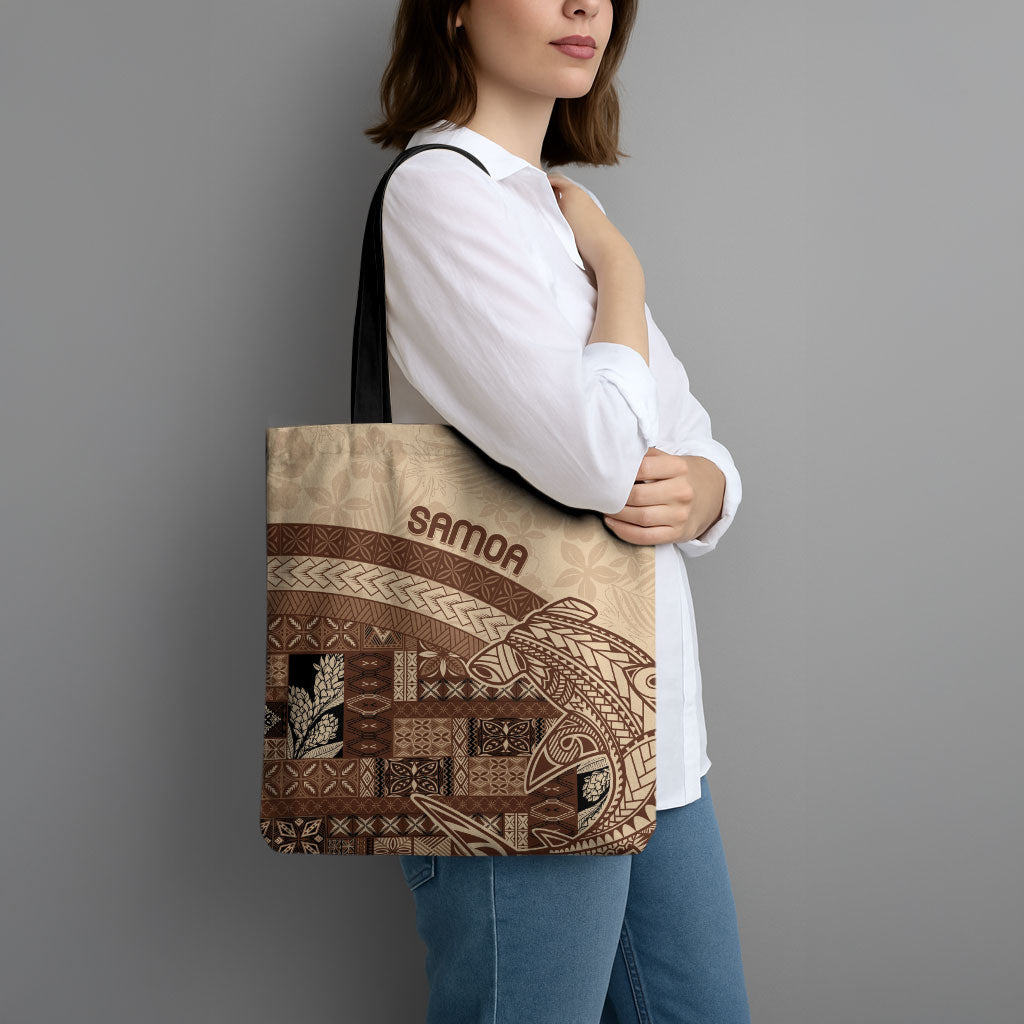 Samoa Mamanu Siapo Mocha Tote Bag Tatau Malie LT7 - Polynesian Pride