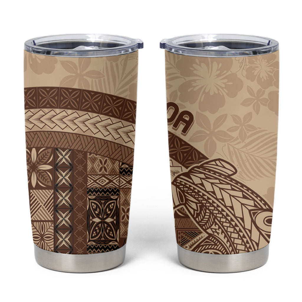 Samoa Mamanu Siapo Mocha Tumbler Cup Tatau Malie LT7 Beige - Polynesian Pride