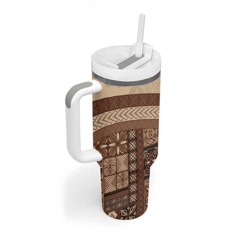 Samoa Mamanu Siapo Mocha Tumbler With Handle Tatau Malie LT7 - Polynesian Pride