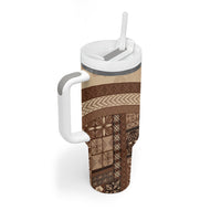 Samoa Mamanu Siapo Mocha Tumbler With Handle Tatau Malie LT7 - Polynesian Pride